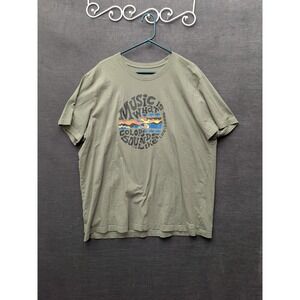 Life Is Good Green T-Shirt Music Is What Color Sounds Like Tee Men's Size 2XL